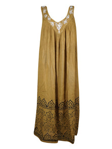  Vintage Hippie Boho Dress, Mellow Embroidered Bohemian Comfy Long Dresses Gift L