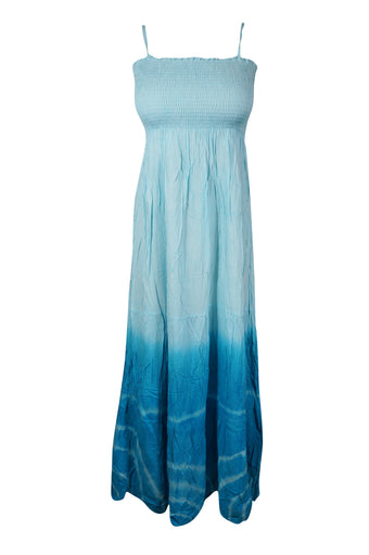 Women’s Strappy Sky Blue Maxi Dress – Flowy Summer Beach & Party Dress SM