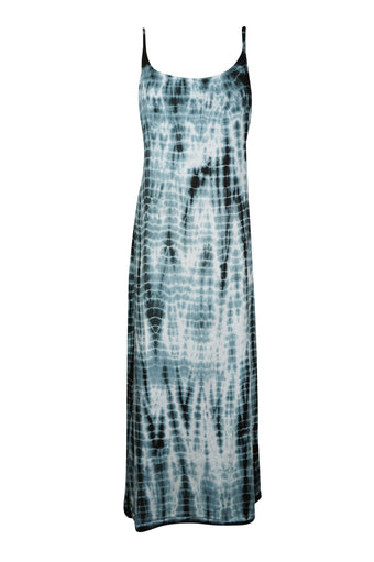 Boho Black and White Tie-Dye Tank Dress – Long Summer Beach Cover-Up for Women S