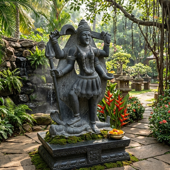 Natural Granite Kali Goddess Sculpture – Handcarved Garden Statue (Pre-Order)