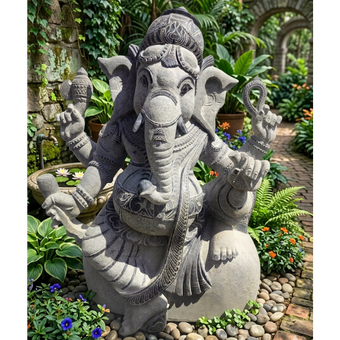 Pre-Order Ganesha Stone Sculpture – Hand Carved Granite Outdoor Garden Statue