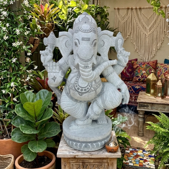 PRE ORDER-Natural Stone Ganesha Garden Statue Handcarved Granite Stone