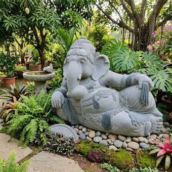PRE ORDER-Natural Stone Ganesha Garden Statue Handcarved Granite Stone