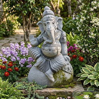 Pre-Order Hand Carved Ganesha Stone Sculpture – Granite Outdoor Garden Statue