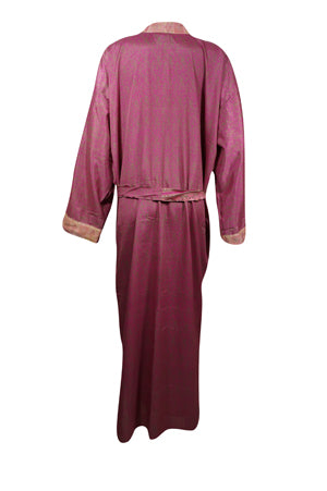 Bohemian Recycle Silk kimono Robe with belt, Bachlorette Gift, Soft pink Printed Jacket, L-2X