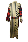 Recycled Silk Sari Kimono, Duster, House Robe, Beige Boho Beach Cover Up L-2X