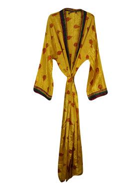 Women Golden Printed Robe, Lounge Wear, Resort Wear, Flowy Jacket, Duster, L-2X