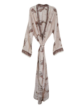 Light Pink Kimono Robe, Boho Festival Beachwear, Morning Robe, Beach Cover Up L-2X