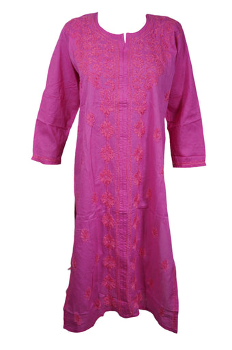 Blush Pink Embroidered Cotton Tunic for Boho Summer Style & Beach Cover-Up L