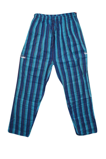 Women's Blue Striped Wide-Leg Pants – Casual Elastic Waist Beach & Vacation Trousers S/M