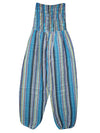 Handmade Hippie Cotton Yoga Pant, Blue Stripe Boho Comfy Harem Pants Trouser S/M/L