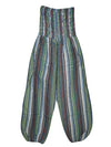 Cotton Pant, Green Stripe Print Bohemian Pants, baggy pants, High Waist Pants S/M/L