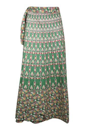 Women Green Wrap Maxi Skirt, Gypsy Long Skirt, Beach Wraparound Skirts One Size