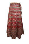 Woman Hippie Wrap Skirt, Rosewine Printed Cotton Wrap Around Maxi Skirts One Size