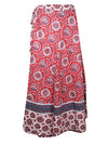 Womens Cotton Wrap Skirt, Coral Red Gypsy Summer Maxi Wraparound Skirts One Size