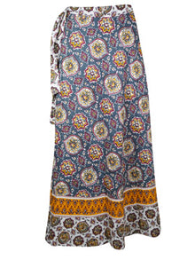  Womens Cotton Wrap Skirt, Yale Blue Gypsy Summer Maxi Wraparound Skirts One Size