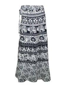  Womens Wrap Maxi Animal Print Black White A-Line Skirt, Wraparound Skirts One size