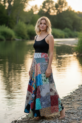 Boho Gray Multi-Floral Wrap Skirt – Breezy Chic Summer Style for Free-Spirited Women