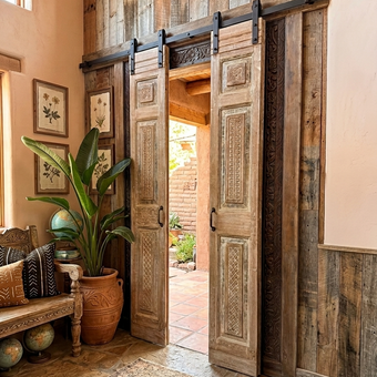 natural wood french doors