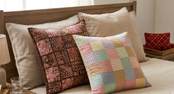 Indian Vintage Patchwork Cushion Covers | Handmade Bohemian Decorative Throw Pillow Covers