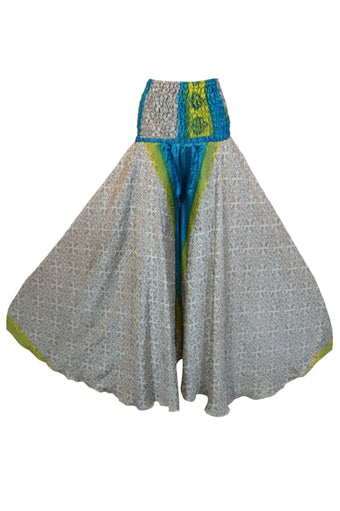 Handmade Bohemian White & Blue Floral Palazzo Pants Breezy Stylish, and Boho Chic SM