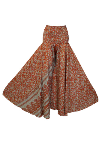 Handcrafted Boho Squash Orange Floral Palazzo Pants – Breezy, Elegant & Stylish SM