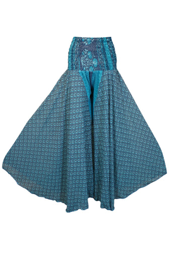 Handmade Sea Blue Boho Palazzo Pants – Flowing, Flared, and Effortlessly Stylish SM