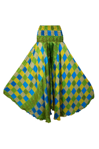 Boho Women Light Green Bohemian Palazzo Pants – Hippie-Inspired Resort Wear SM