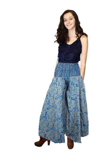 Handmade Sky Blue Boho Palazzo Pants – Airy, Graceful & Flowing in Wide-Leg SM