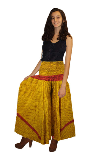 Golden Glow Boho Wide-Leg Pants – Handmade with Flowy Split Palazzo Magic SM