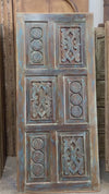 Hand Carved Sliding Barn Door, Interior, Organic Door, Blue Doors,80