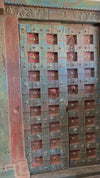Antique Indian Door Rustic Blue Carved Vintage Teak Door with Frame 84