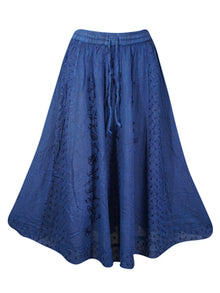  Blue Maxi Skirts, Medieval inspired Hippie Rayon Skirt, Ren Faire Western Long Skirt S/M/L
