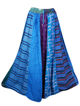 Womens Fall Blue Maxi Skirt, Beach Festival, Dori Patchwork Skirts, Retro Skirt S/M/L