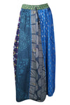 Womens Bohemian Skirt, Panel Skirts, Flared, Blue Dori Patchwork Long Skirts S/M/L