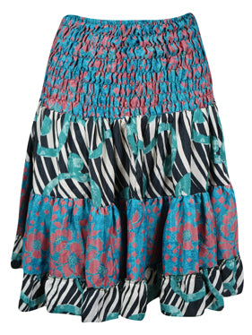 Womens Summer Skirt Dark Blue, Black Beach Recycle Silk Skirts S/M