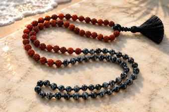 Smoky Obsidian Meditation Mala | Protection & Power Gemstone Bead Necklace