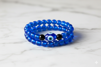Evil Eye Bracelet – Blue Beaded Wrist Mala for Protection, Energy & Style
