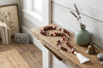 Yoga Buddhist Prayer Mala Beads Clearing Energies Coral Quartz Mala