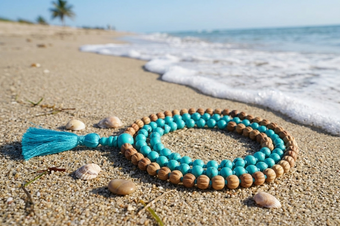 Handmade Turquoise Yoga Mala Beads | Buddhist Healing Japamala Necklace