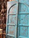 Antique Pair Indian Arched Door, Blue Doors, Painted Teak Wood Door