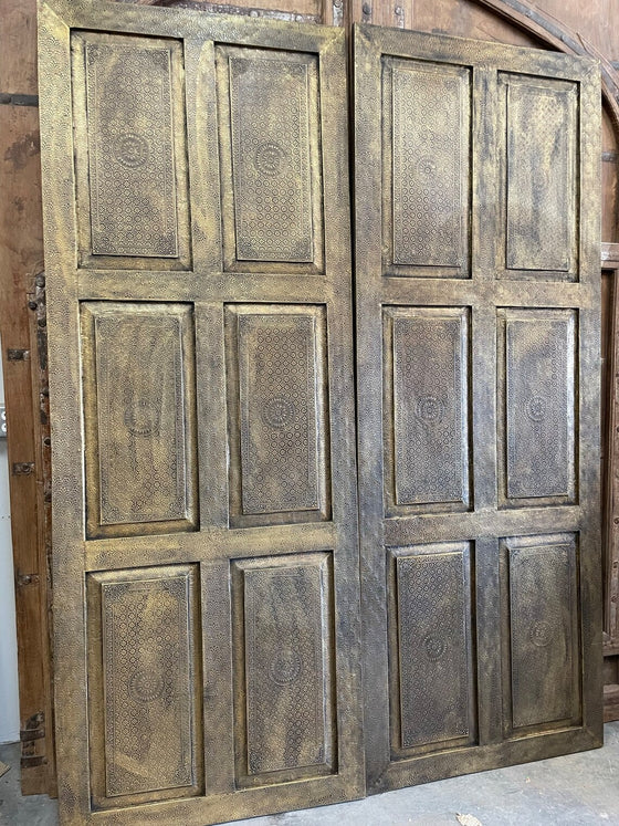 Burnished Brass Cladded Barn Doors, Sliding Door, Indian Door Panels, 96x36