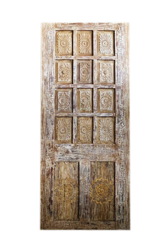 Vintage Door Sliding Barn Door Old Indian Chakra Carved Doors, Custom Door 81