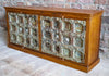 Vintage Sideboard Credenza, Distressed Green Handcarved Sideboard Buffet, Media Console 82x37