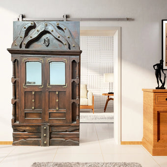 Antique Sliding Barn Door Brutalist Mid Century Library Studio Door 83x42