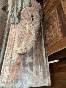Antique India Architectural Corbels Bracket, Rustic Unique Birds, Carved Wood Wall Accents
