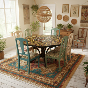 Antique Table Inlaid Stone Black Marble Round Kitchen Table Hall Coffee Table