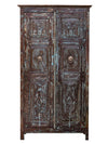 Vintage Armoire, Sunrays Hand-carved Tall Wardrobe, Antique Storage Cabinet