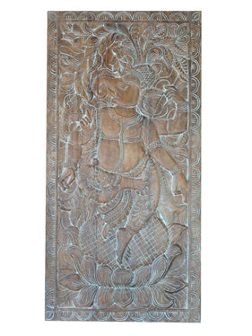 Vintage Woods Dancing Ganesha Art, Hindu Indian Wall Sculpture, Custom Barn Door