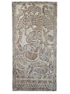 Vintage Fluting Ganesha Wall Sculpture, Whitewash Ganesh on Lotus, Custom Sliding Door